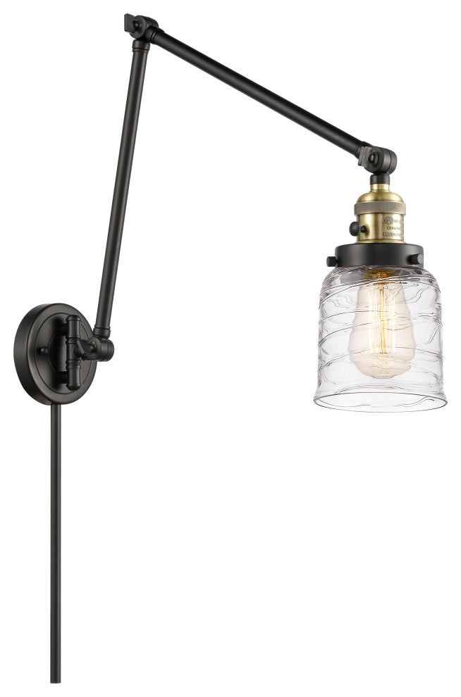 Bell Swing Arm With Switch, Black Antique Brass, Deco Swirl, Deco Swirl