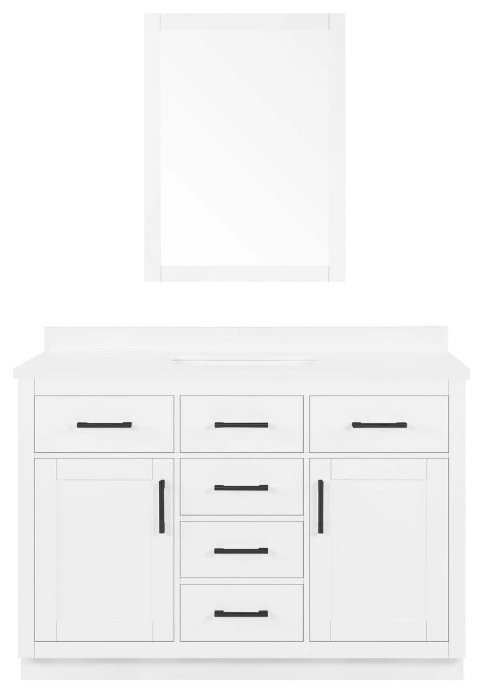Ove Decors Bailey 48" Single Sink Vanity, White and Nickel Hardware