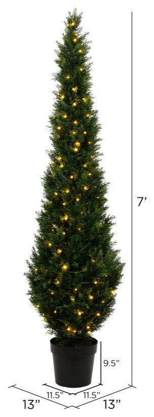 Vickerman TP170684LED 7' Artificial Potted Green Cedar Tree