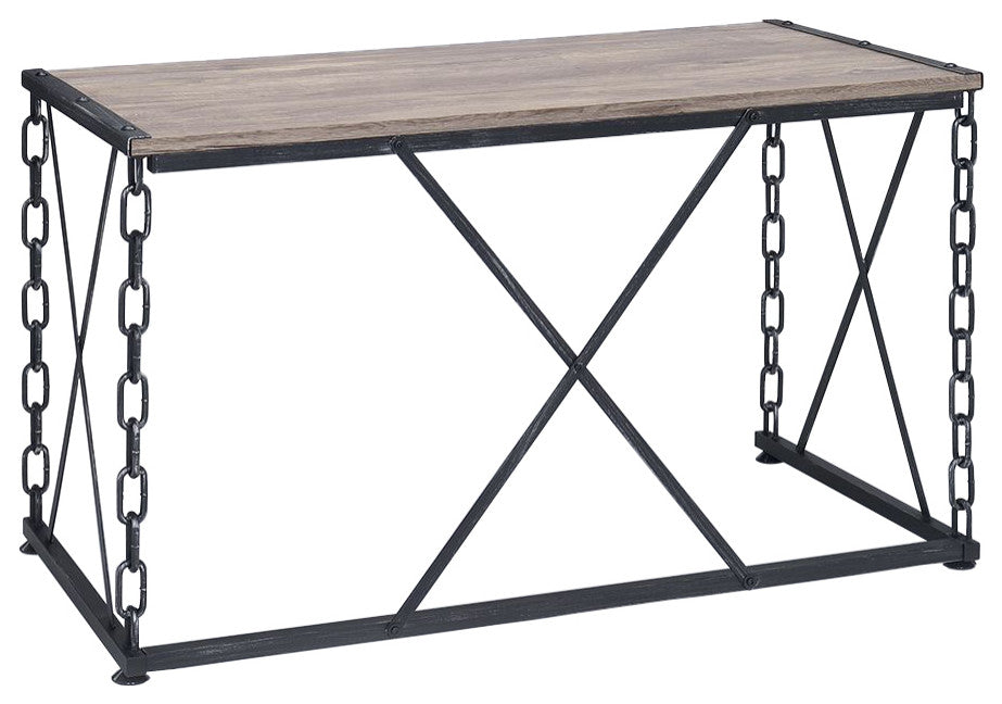 ACME Jodie Console Table, Rustic Oak and Antique Black Finish