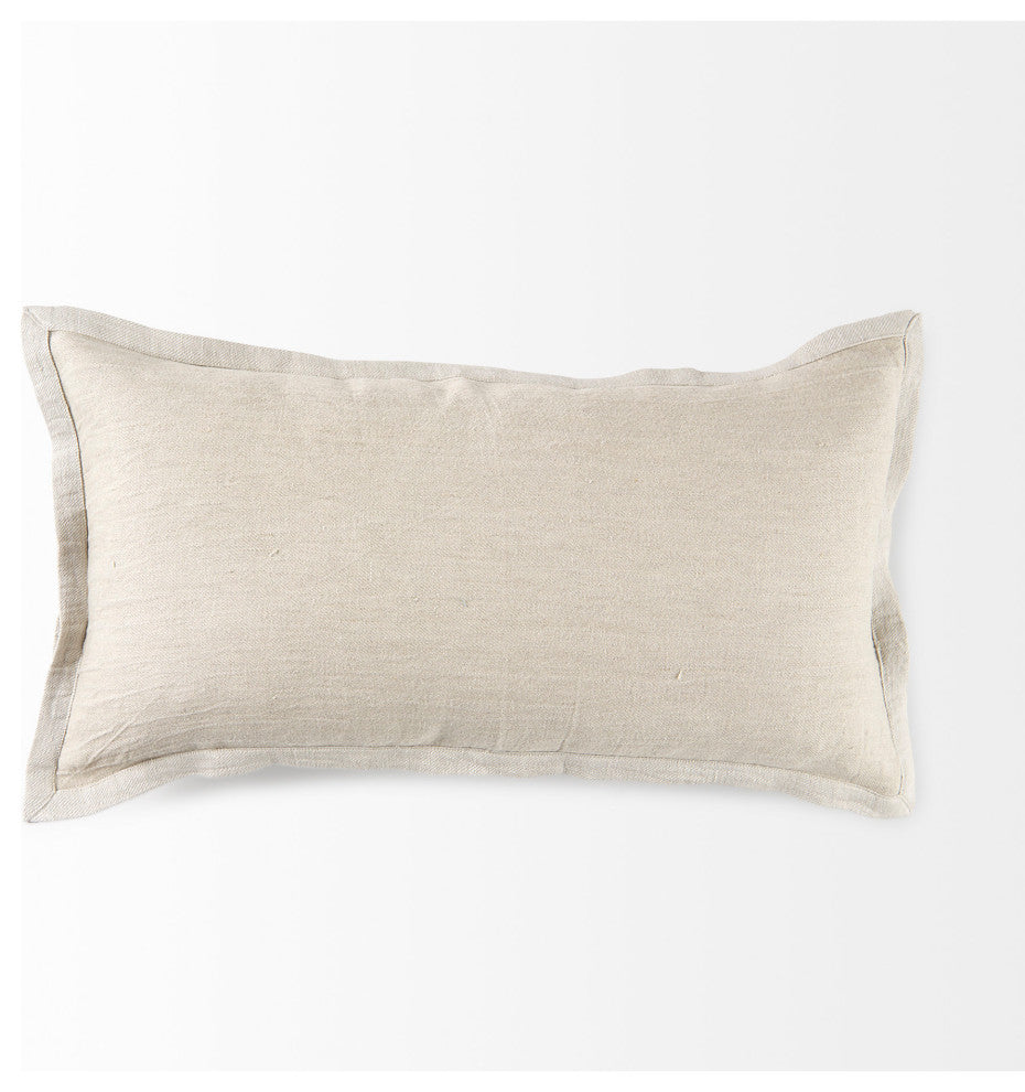 Mae 14Lx26W Beige Fabric Decorative Pillow Cover