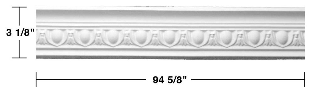 Ornate White Urethane Foam Emperial Cornice Design 8 Pieces Totaling 757" Length