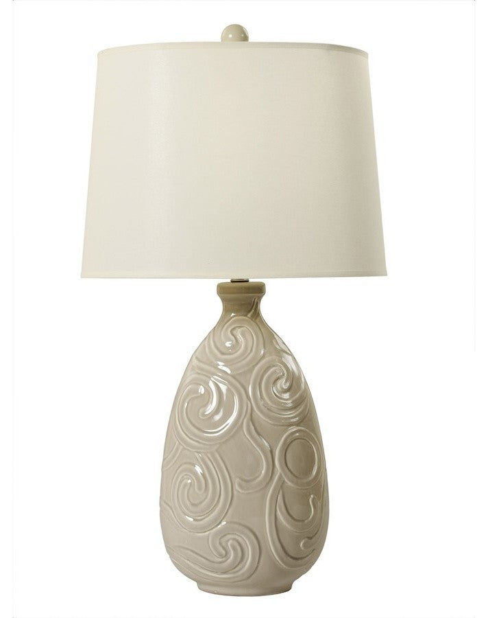 30" Curled Swirl Ceramic Table Lamp, Transparent Gray