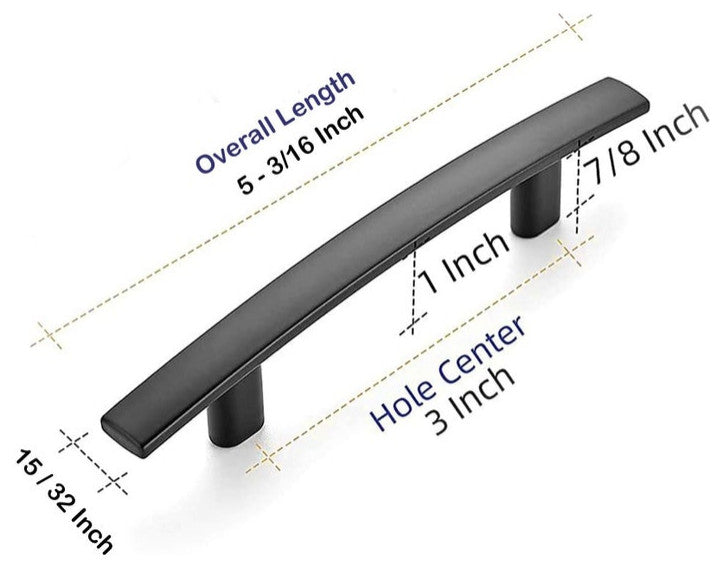 Mascot Hardware 3 inch CTC Arch Matt Black Cabinet Pull - Pack of 10