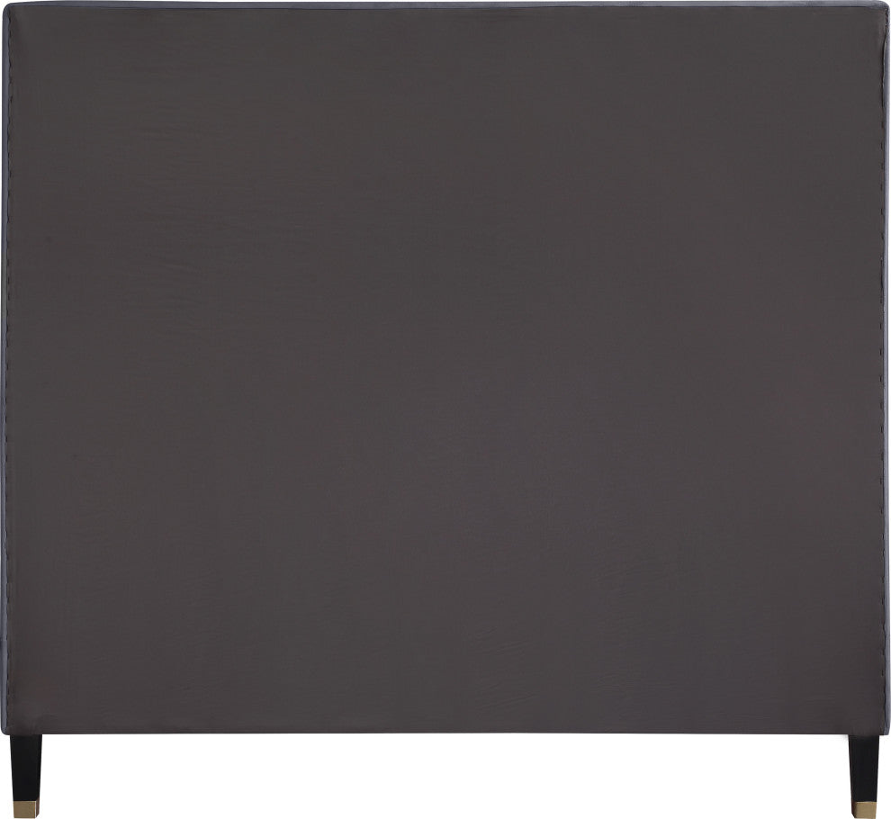 Harlie Velvet Upholstered Bed, Gray, Full