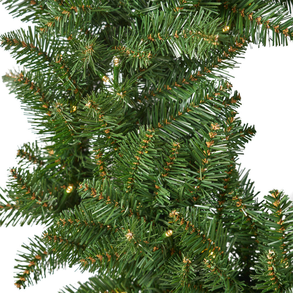 24" Norway Spruce Pre-Lit Warm White LED Artificial Christmas Wreath, Green