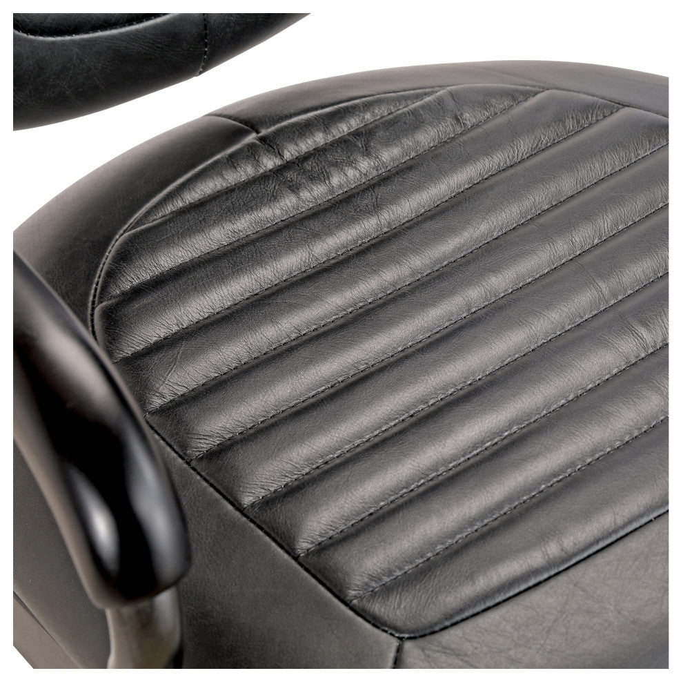 Foster Swivel Desk Chair Onyx Black Leather