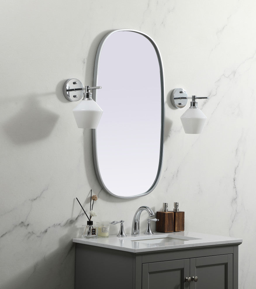 Metal Frame Oval Mirror 20X36 Inch, Silver
