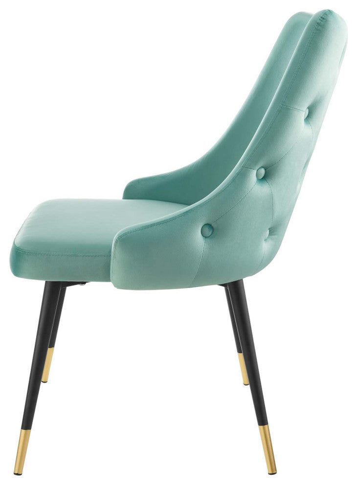 Side Dining Chair, Set of 2, Velvet, Blue, Modern, Bistro Restaurant Hospitality
