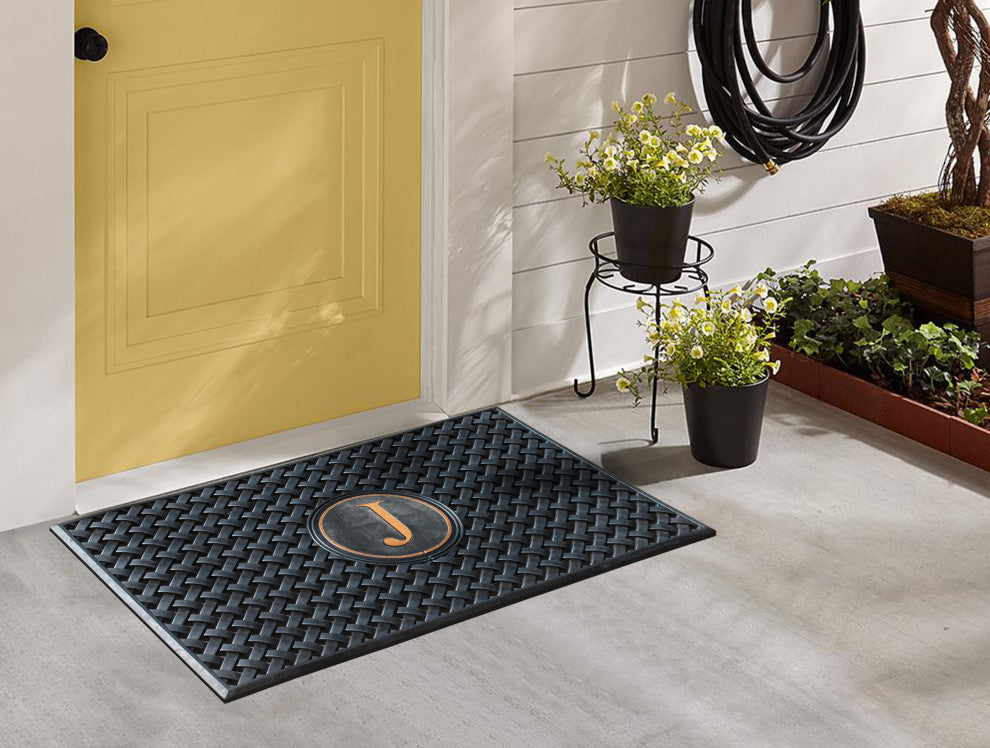 A1HC 100% Rubber Monogrammed Heavy Duty Durable Doormat 24"x39"�, J