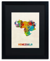 'Venezuela Watercolor Map' Matted Framed Canvas Art by Michael Tompsett