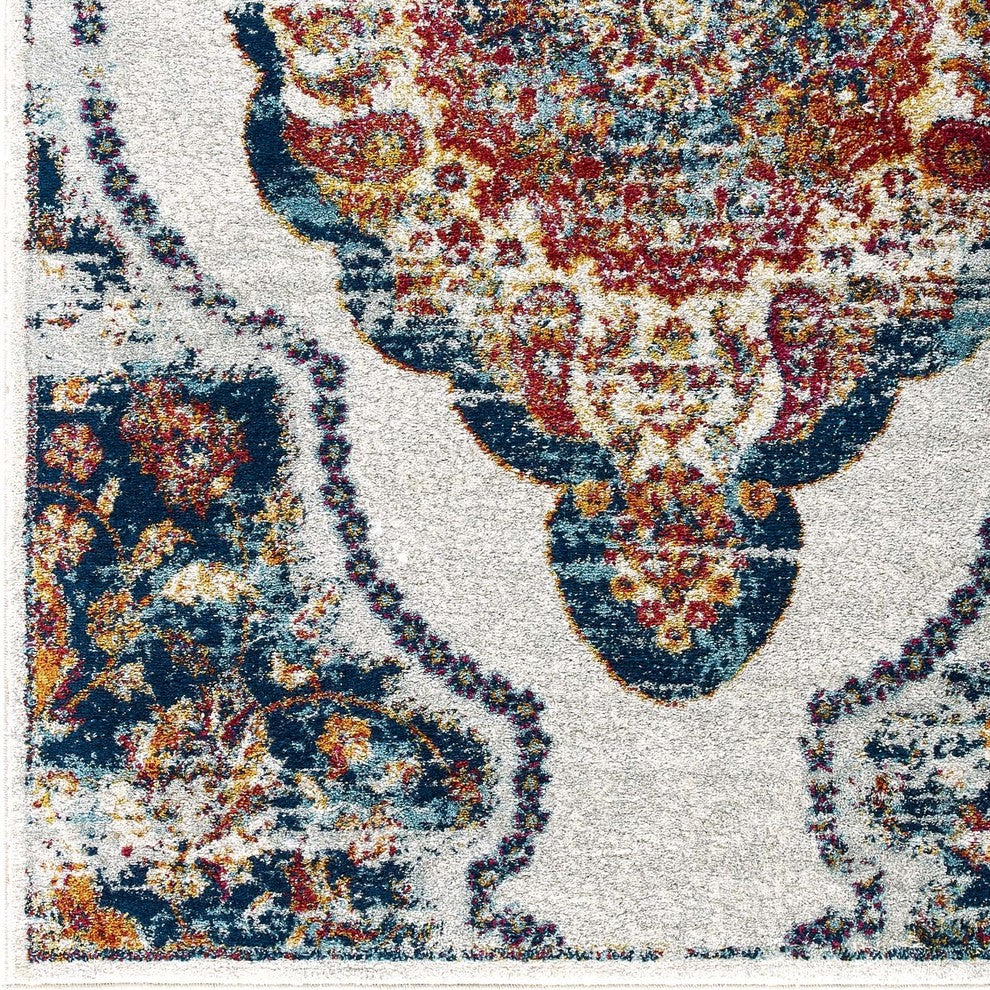 Entourage Malia Distressed Vintage Floral Persian Medallion 8x10 Area Rug