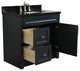 37" Single Sink Vanity, Dark Gray Finish With Black Galaxy Granite