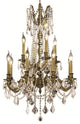 Elegant Rosalia Dining Room Light, Antique Bronze Finish With Royal Cut Crystal