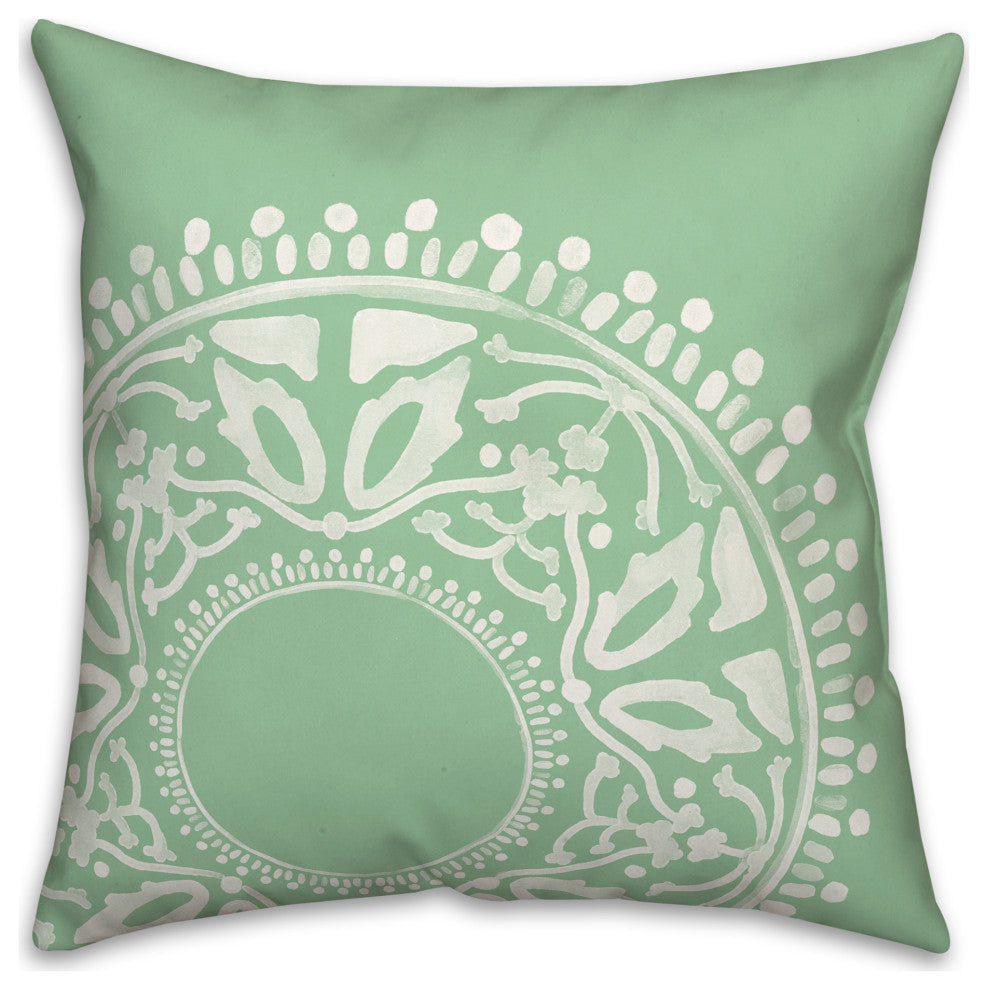 Green Boho Circle 20x20 Indoor/Outdoor Pillow
