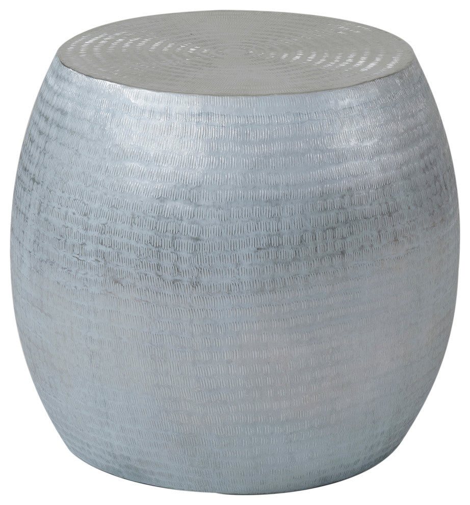 East at Main Melrose Silver Aluminum Round Accent Table
