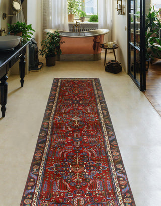 Fine Vintage Distressed Lulu Red/Charcoal Runner, 3'3 x 11'9