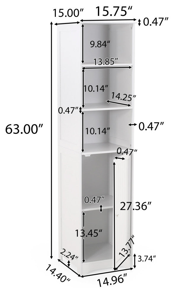 Lauren Modern Free Standing Bathroom Linen Tower Storage Cabinet, Light Gray