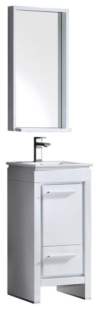 Fresca Allier 16" White Modern Bathroom Vanity With Mirror