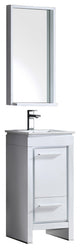 Fresca Allier 16" White Modern Bathroom Vanity With Mirror