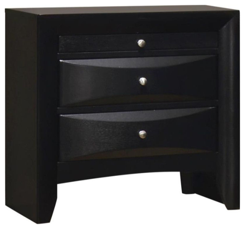 2 Drawers Wood Nightstand, Black