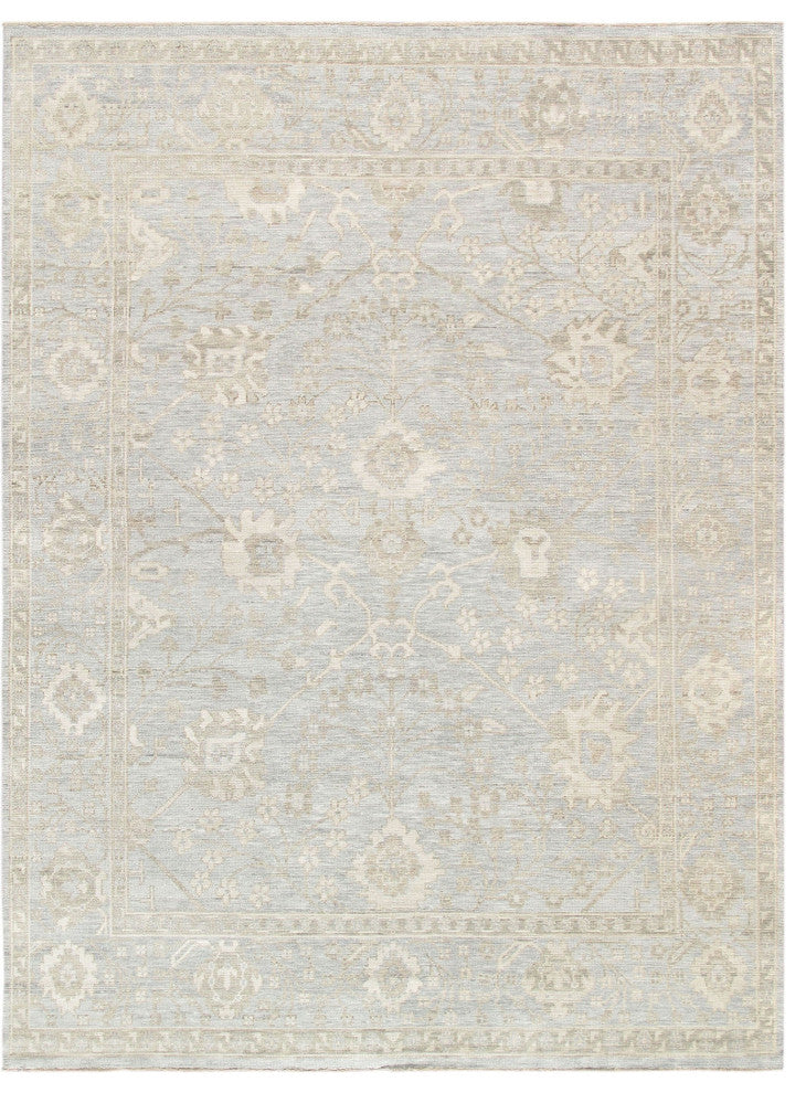 Pasargad Home Oushak Collection Light Blue Wool Area Rug, 9'10"x10'