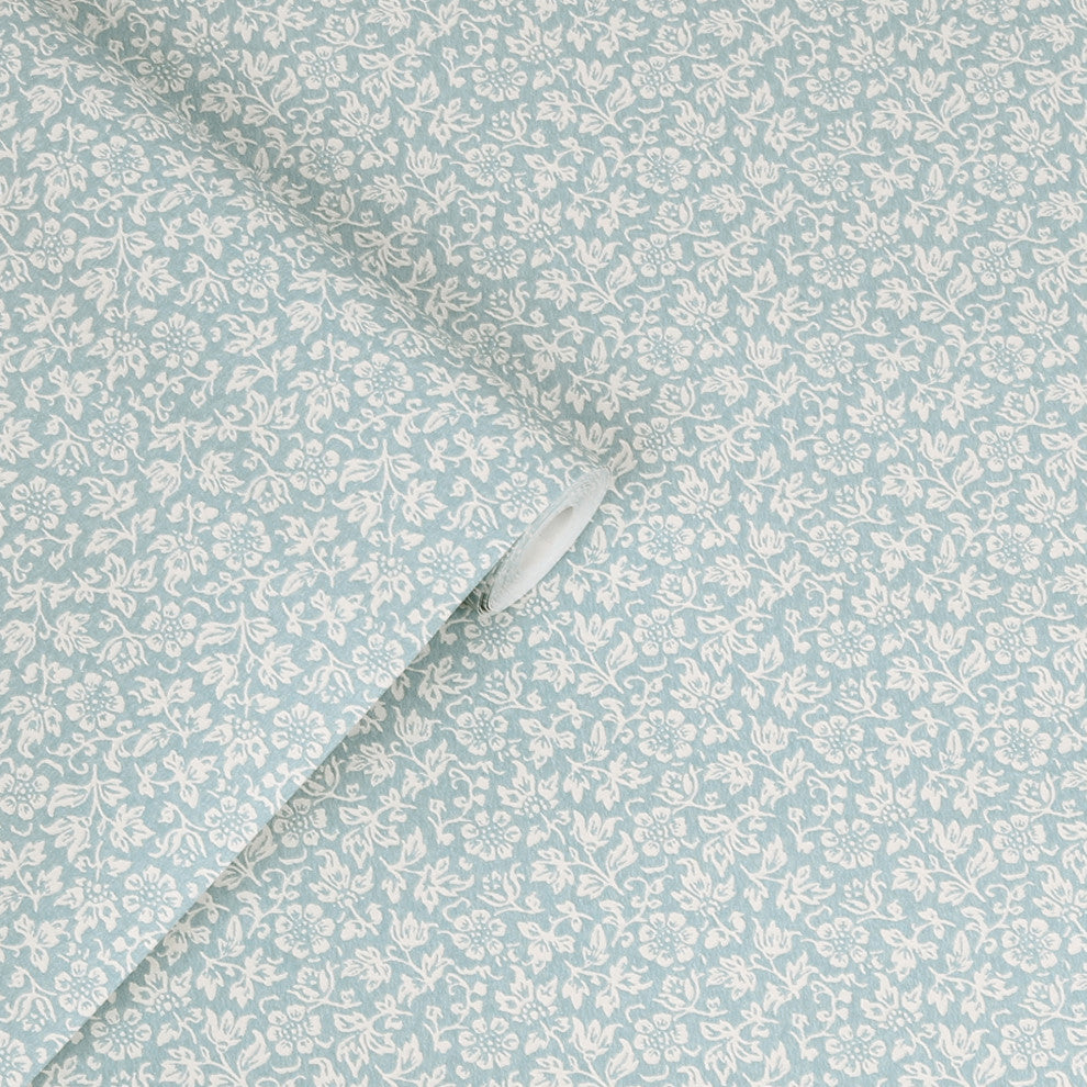 Laura Ashley Sweet Alyssum Wallpaper, Pale Seaspray Blue