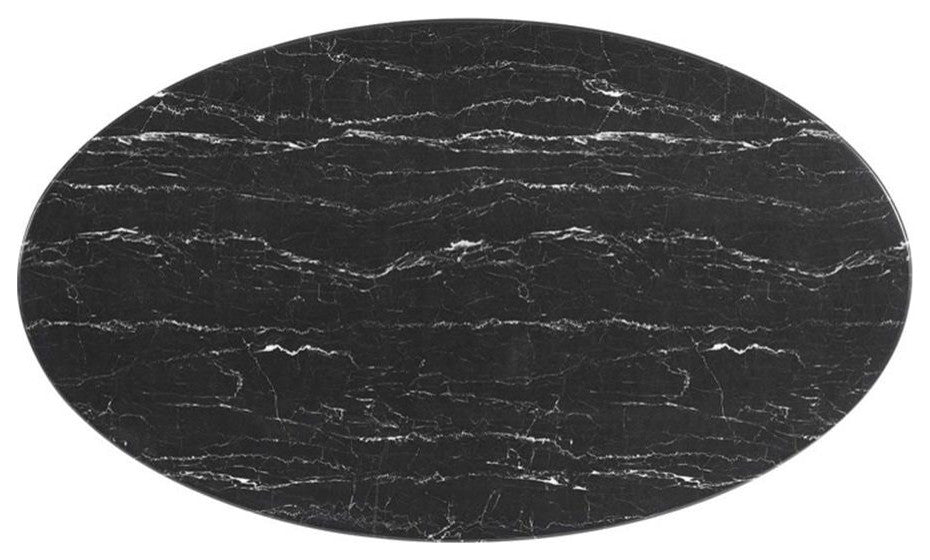 Modway Lippa 60" Artificial Marble Oval Dining Table, Black Black
