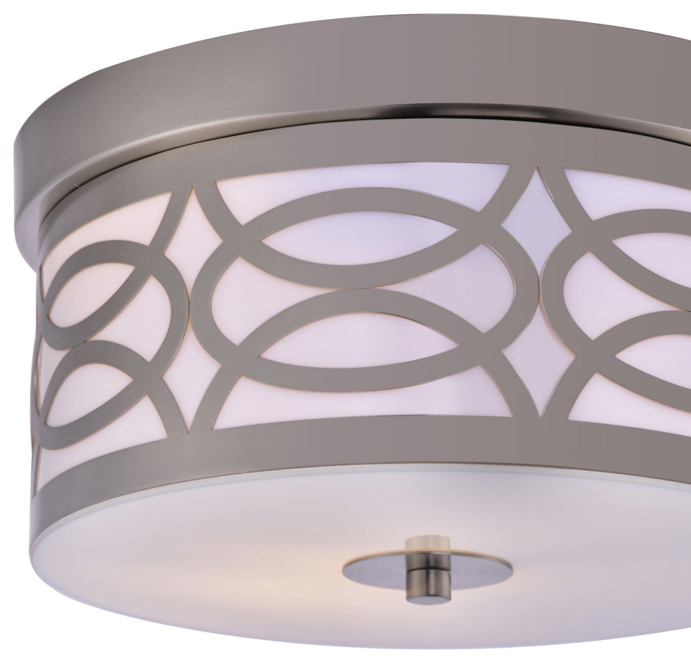 Lazzur Aude 2 Light 12" Satin Nickel Flush Mount Ceiling Light