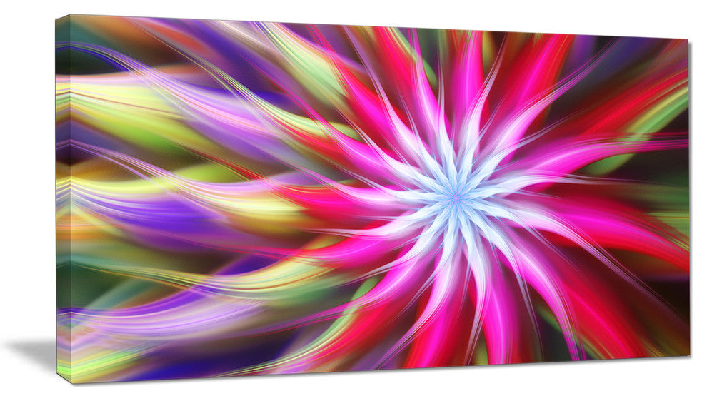 Pink Flower Dance Bright Spiral, Large Floral Canvas Art Print, 60"x28"