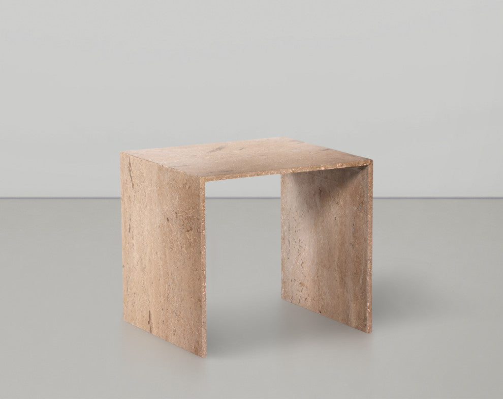 Canova Travertine End Table, Beige, End Table
