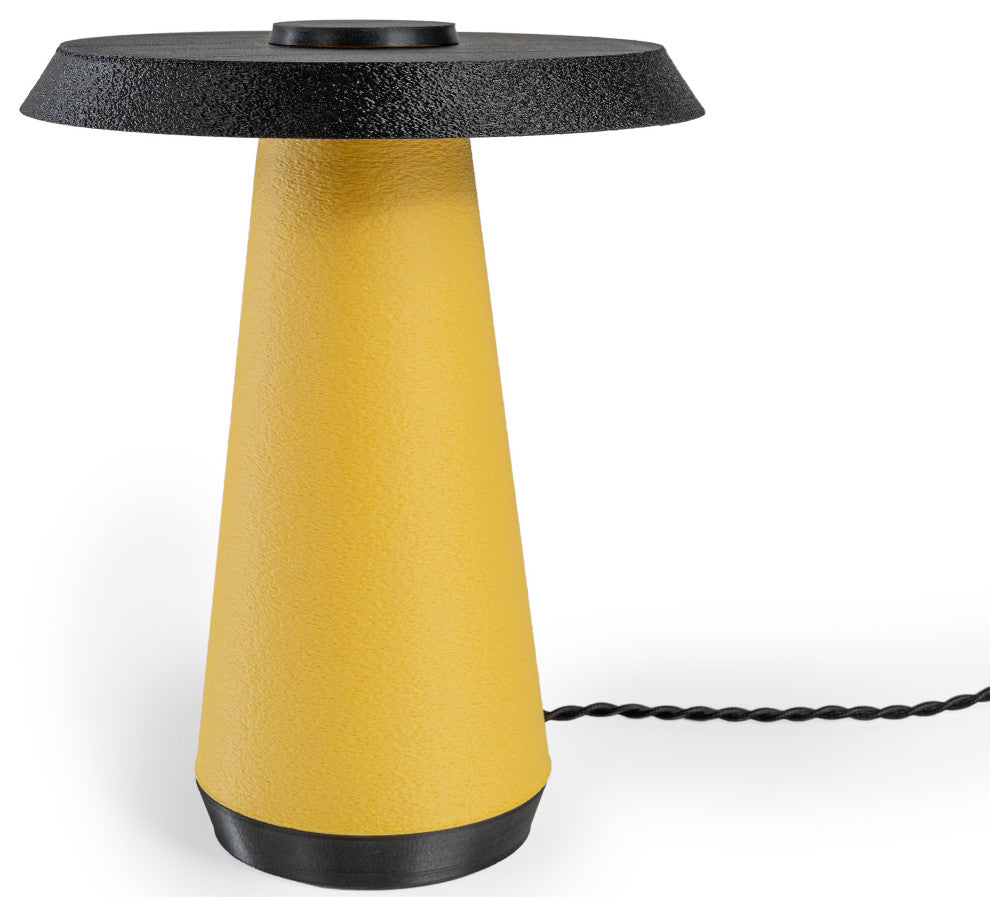 Mid-Century Minimalist Plant-Based PLA 3D Printed Dimmable LED Table Lamp Yellow