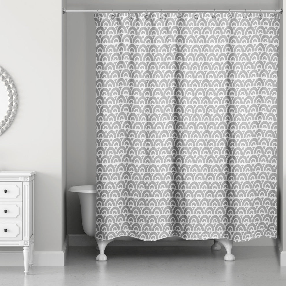 Gray Arch Pattern 71x74 Shower Curtain