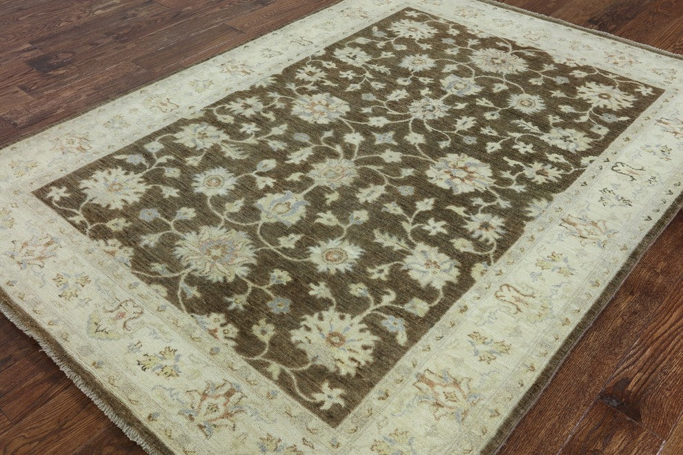 Oriental Peshawar Hand Knotted Oushak Style Area Rug 5'x7', MC517