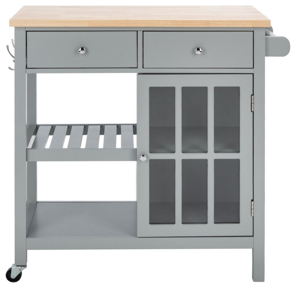 Safavieh Locklyn 1 Door 2 Drawer 2 Shelf Cart, Grey/Natural