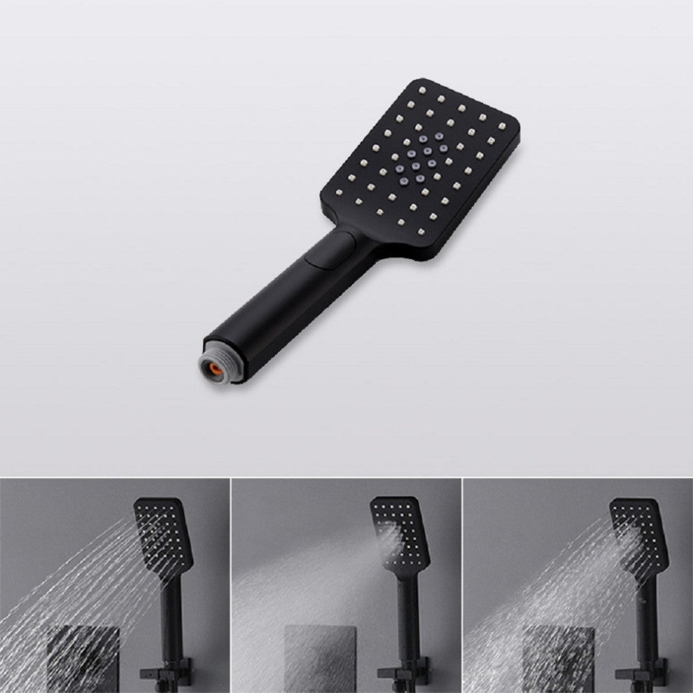Black Shower System Large Rainfall Shower Head with Hand Shower and 3 Body Jets, 16 Inches With Thermostatic Shower Valve