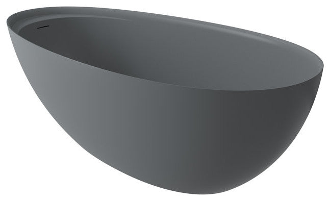 67in Solid Surface Freestanding Bathtub in Matte White, Matte Grey