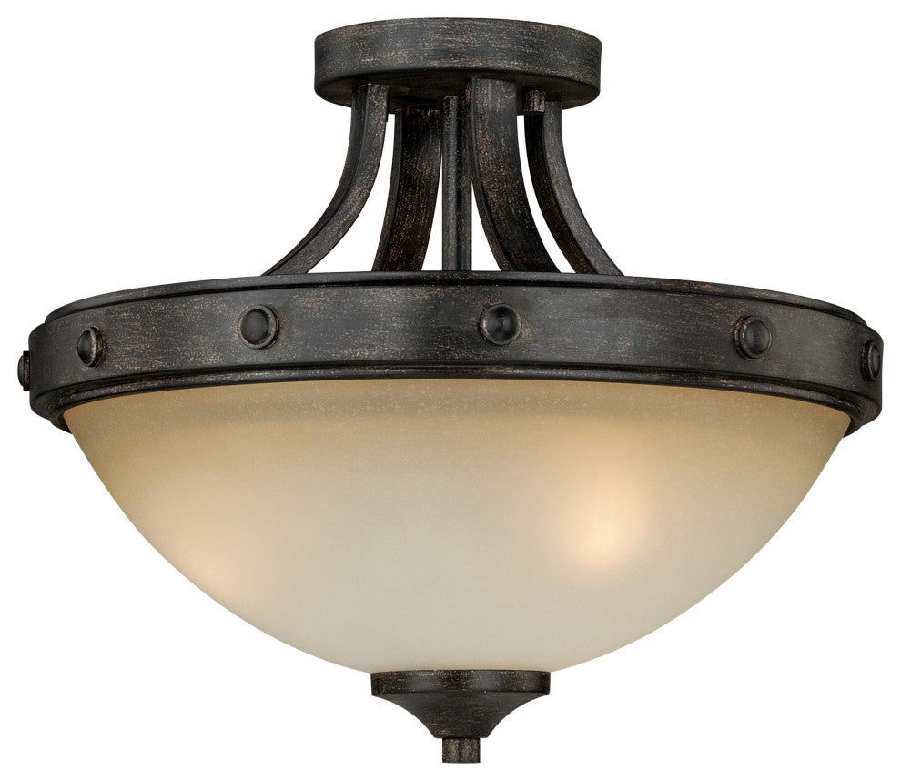 Vaxcel Halifax 2-Light Semi-Flush Mount, Aged Walnut
