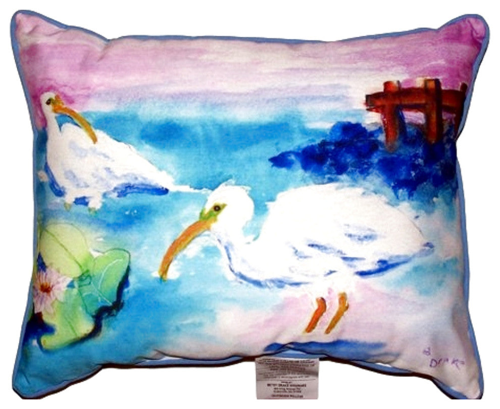 Betsy's White Ibis Small Indoor/Outdoor Pillow 11x14 - Set of Two