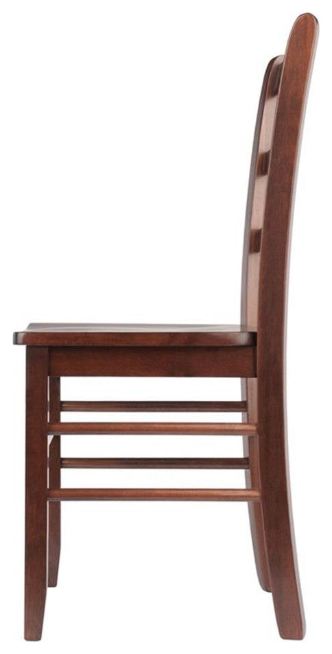 Winsome Benjamin 18"H Ladder Back Solid Wood Dining Chair in Walnut (Set of 2)