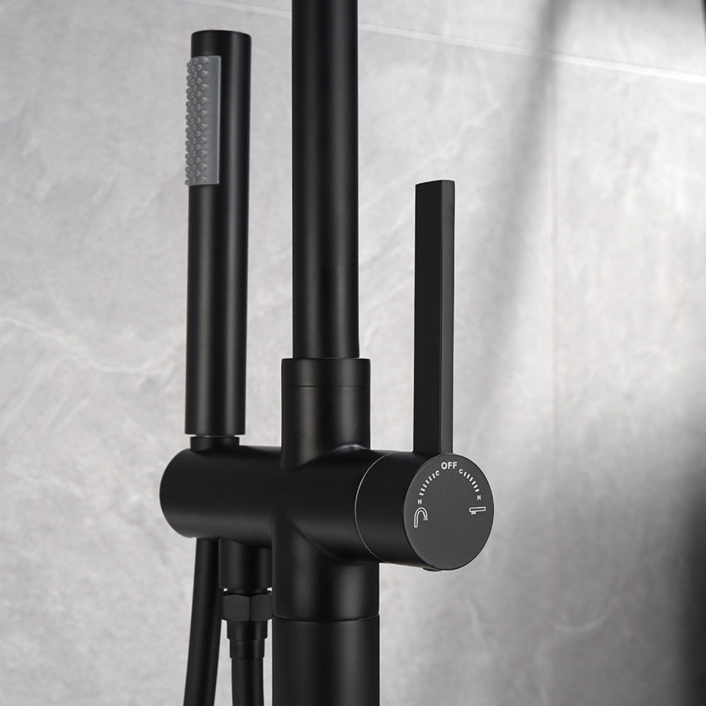 Single Handle Floor Mounted Tub Faucet, Matte Black