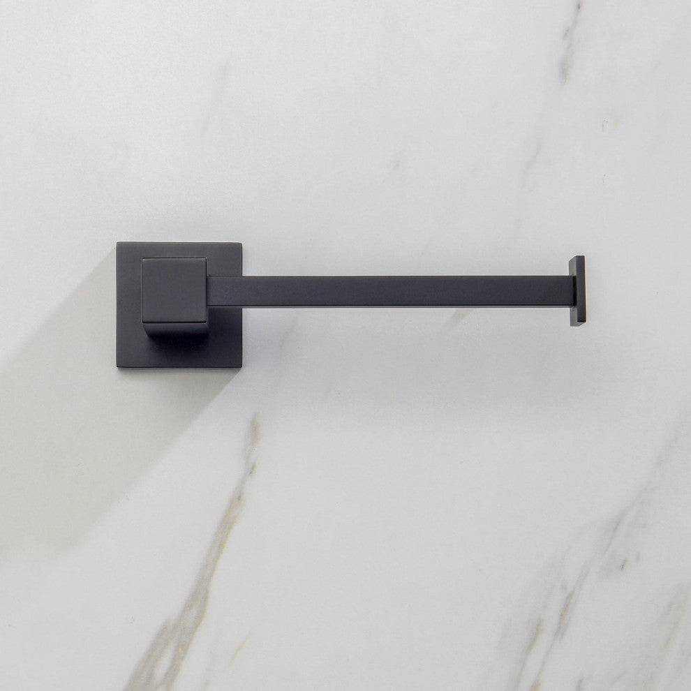 Cube 2-Piece Bathroom Hardware Set, Matte Black