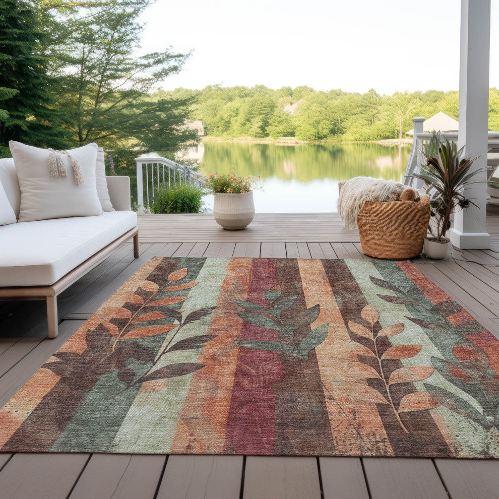 Machine Washable Indoor/Outdoor Chantille ACN1871 Clay 8' x 10' Rug
