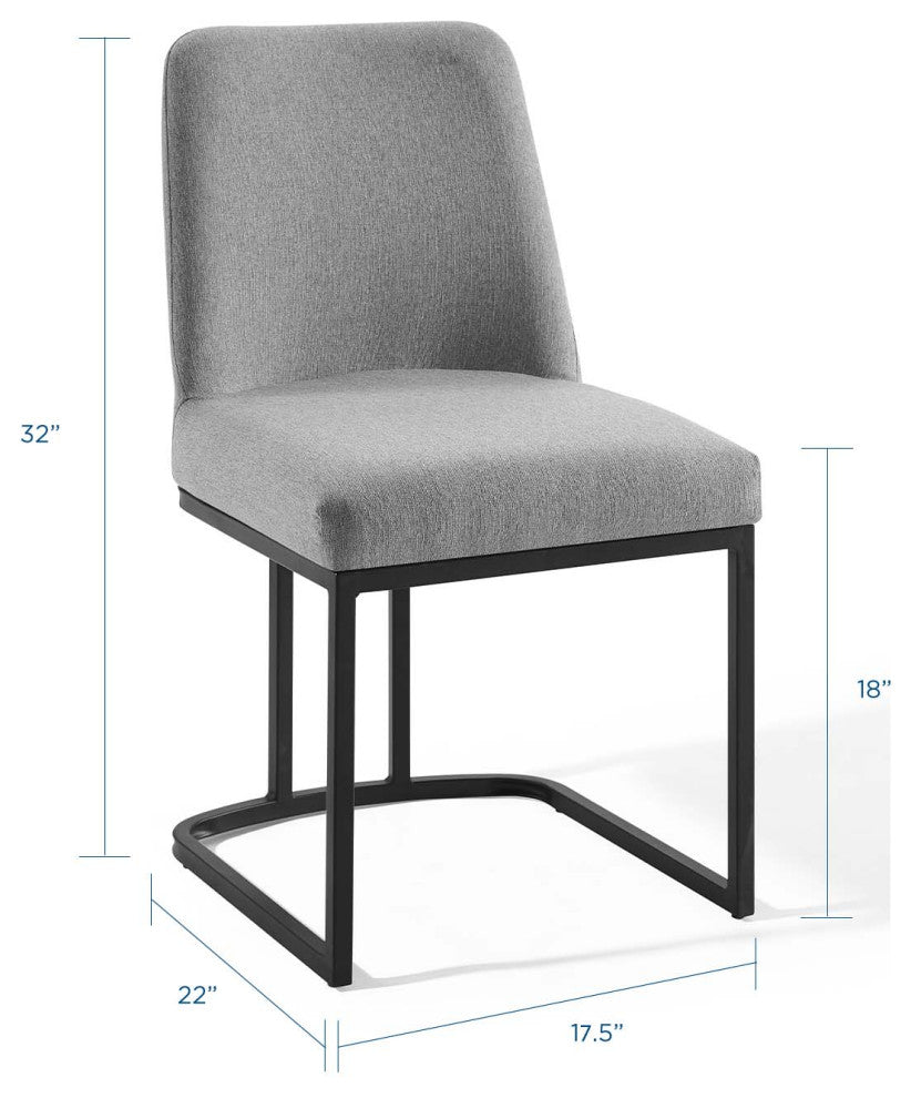 Amplify Sled Base Upholstered Fabric Dining Chairs - Set of 2-Black Light Gray