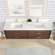 Cristo Floating Bath Vanity With Stone Top, Aged Dark Brown Oak, 72in., With Mirror