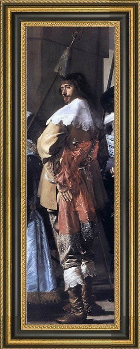 Frans Hals The Meagre Company Detail Framed Premium Canvas Print, 14"x28"