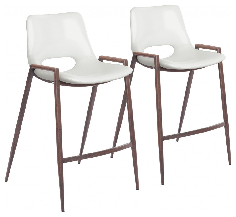Set of Two White Retro Modern Funk Counter Chairs