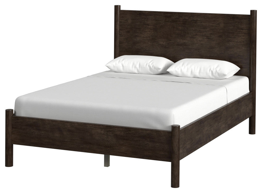 Lennon Rounded Leg Bed, Medium Brown, Queen
