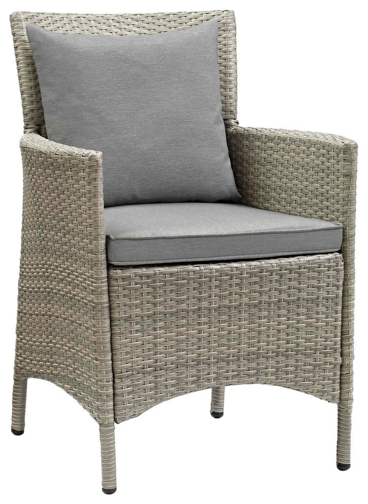 Conduit Outdoor Patio Wicker Rattan Dining Armchair, Light Gray Gray
