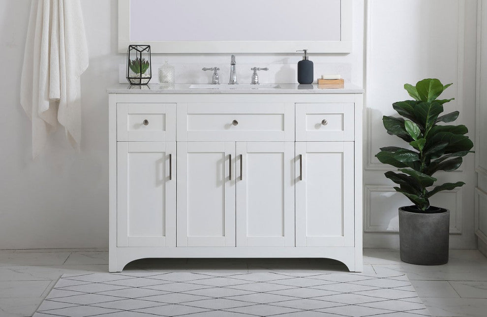 Mia 48" Single Bathroom Vanity, White With Backsplash